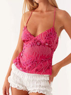 Sarah Express Women's Embroidered Sequin Tie Back Cami