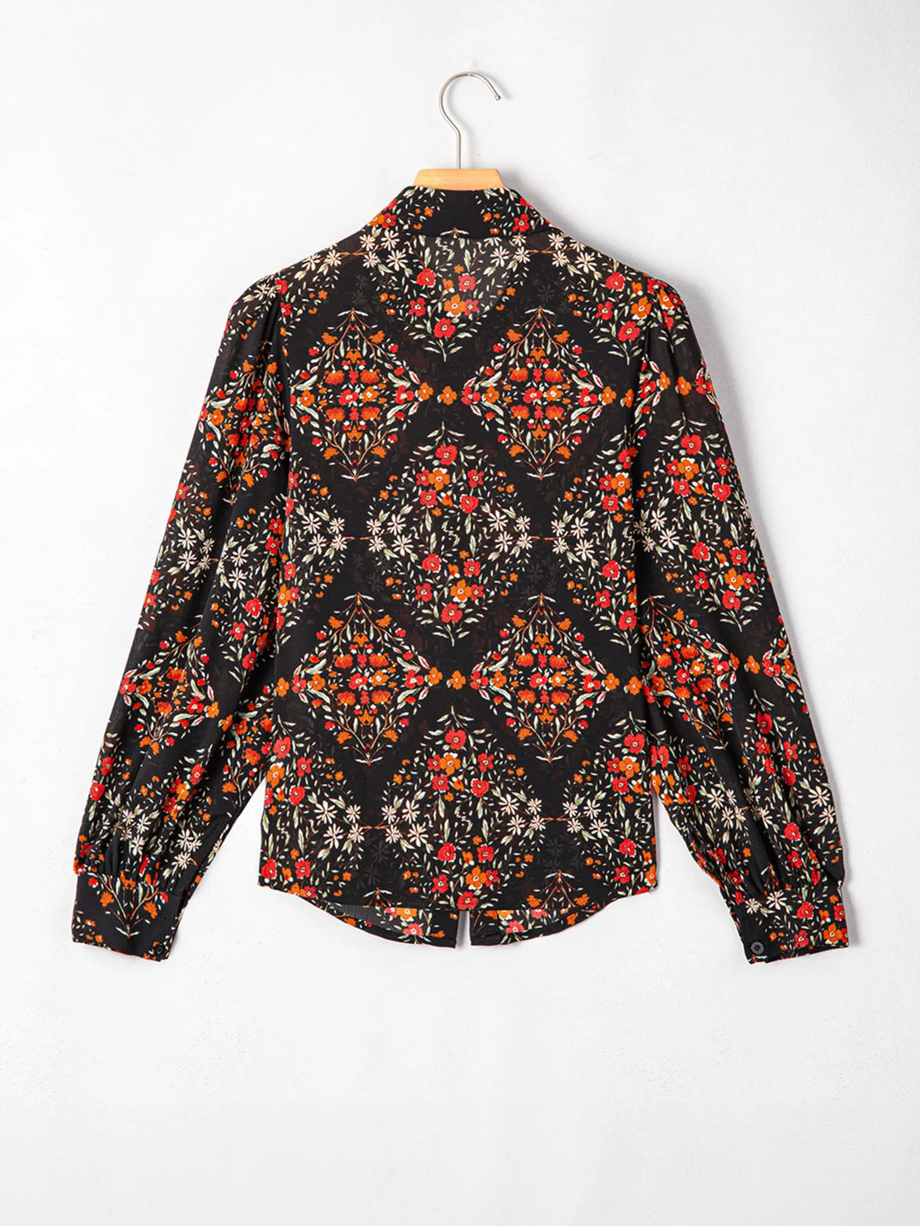 Sarah Express Women's Floral Print Lantern Sleeve Loose Shirt