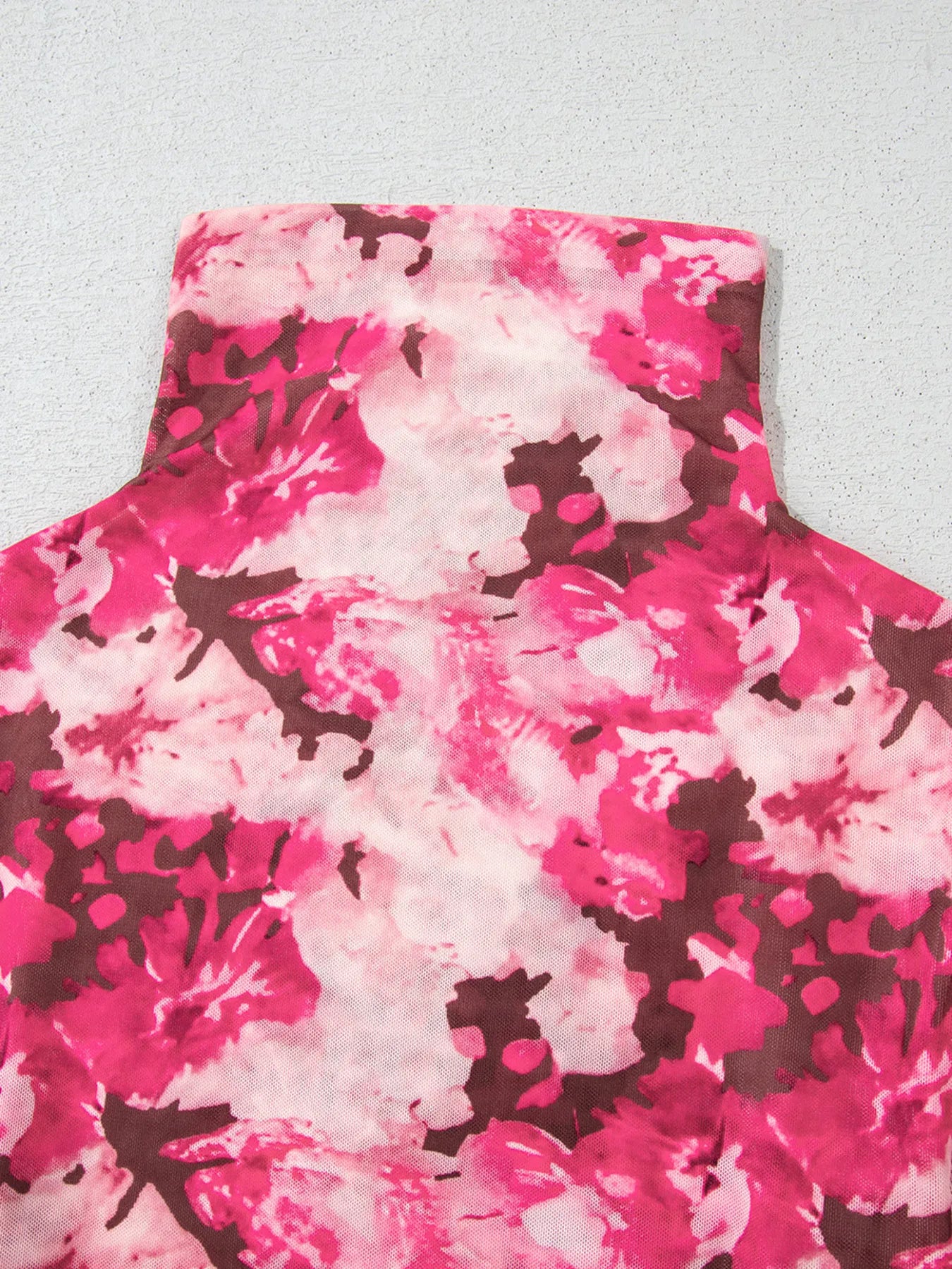 Sarah Express Women's Floral Mesh Flounce Sleeve Mock Neck Blouse