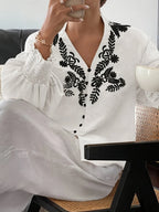 Sarah Express Women's Embroidered Lantern Sleeve Blouse