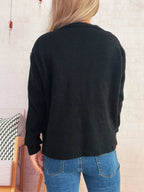 Sarah Express Women's Ribbed Button-Front Knit Cardigan