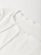 Sarah Express Women's Exposed Seam Slim Fit Long Sleeve Top