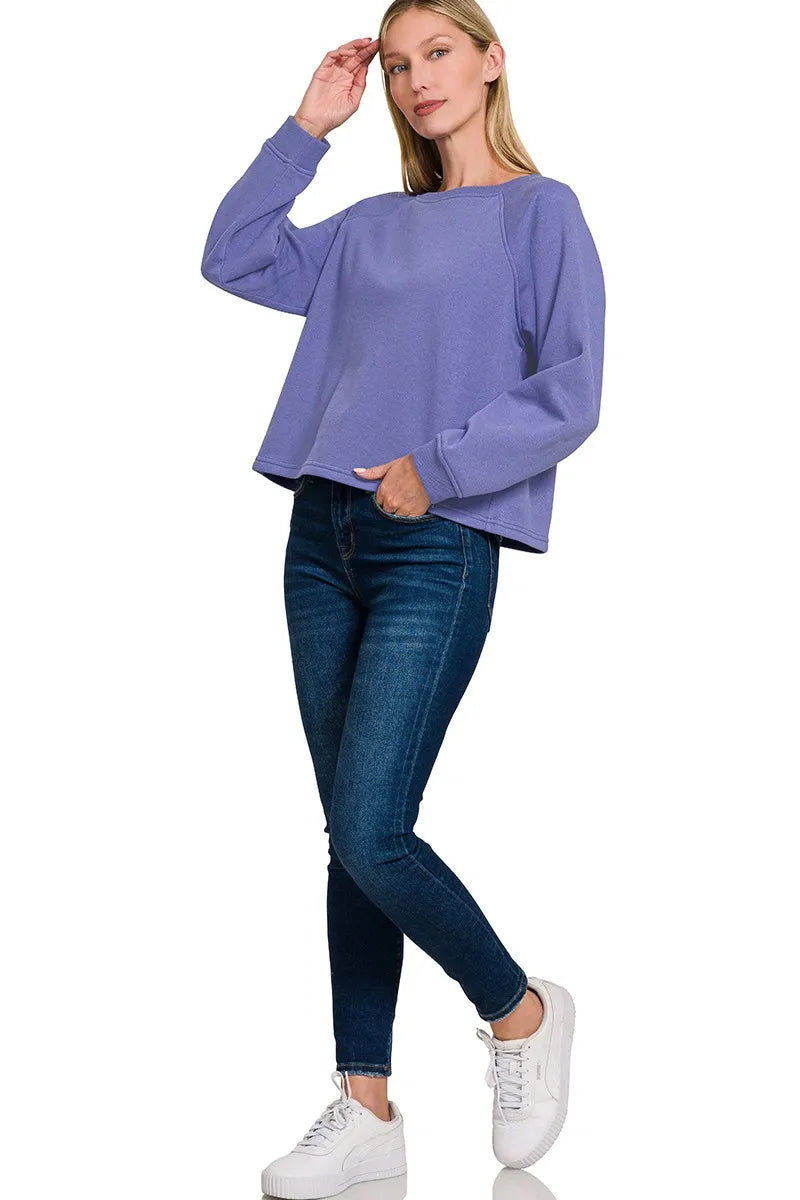 Sarah Express Women's Fleece Raglan Round-Neck Sweatshirt