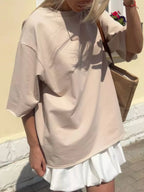 Sarah Express Women's Round Neck Half Sleeve Oversized T-Shirt