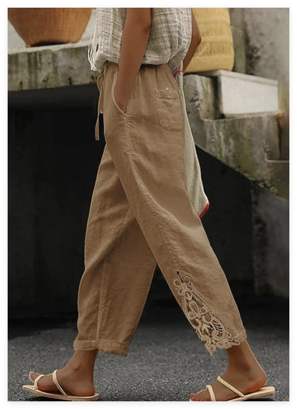 Women's Mid-Rise Straight Leg Baggy Trousers Casual Pants