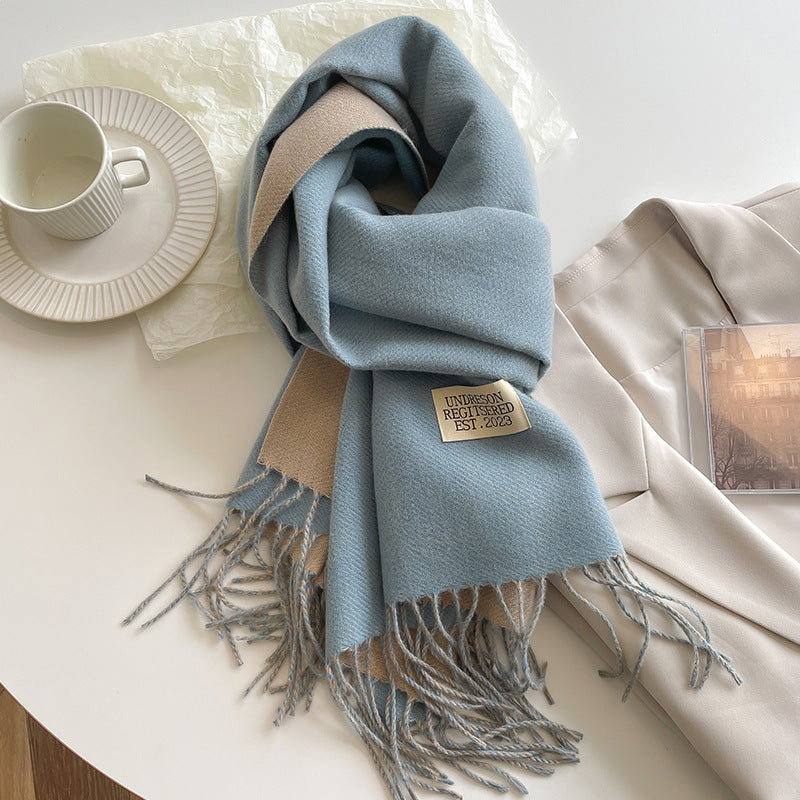 Women's Double-Sided Cashmere-Feel Scarf Winter Warm Oversized Wrap Fall Winter Casual