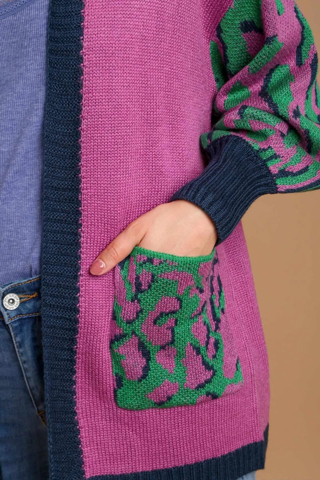 Sarah Express Women’s Animal Print Open Front Sweater Cardigan Casual