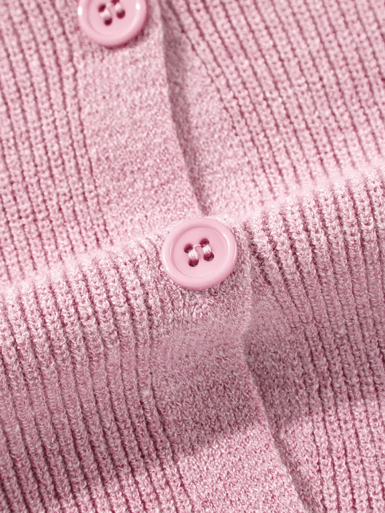 Sarah Express Women's Ribbed Knit Button Front V Neck Cardigan