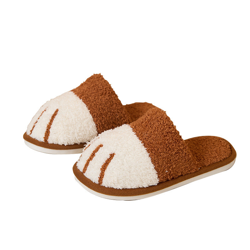 Sarah Express Unisex Cat Paw Plush Slippers | Faux Fur Slip-On Home Shoes