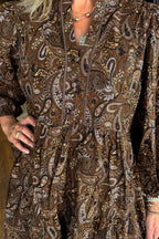 Sarah Express Women's Paisley Print Notched Mini Dress