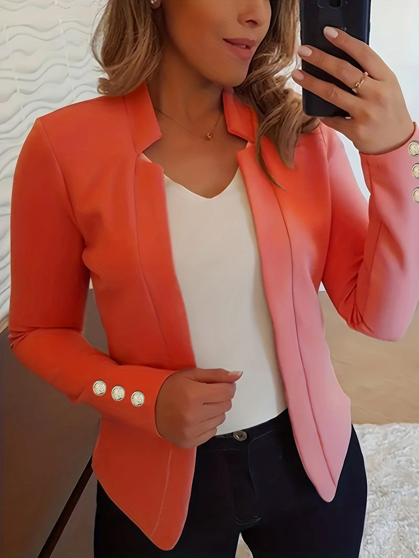Women's Professional Blazer Casual Suit Collar Long Sleeve Jacket