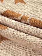 Sarah Express Women's Ribbon Bow Checkered Striped Sleeve Drop Shoulder Sweater