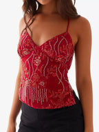 Sarah Express Women's Embroidered Sequin Tie Back Cami