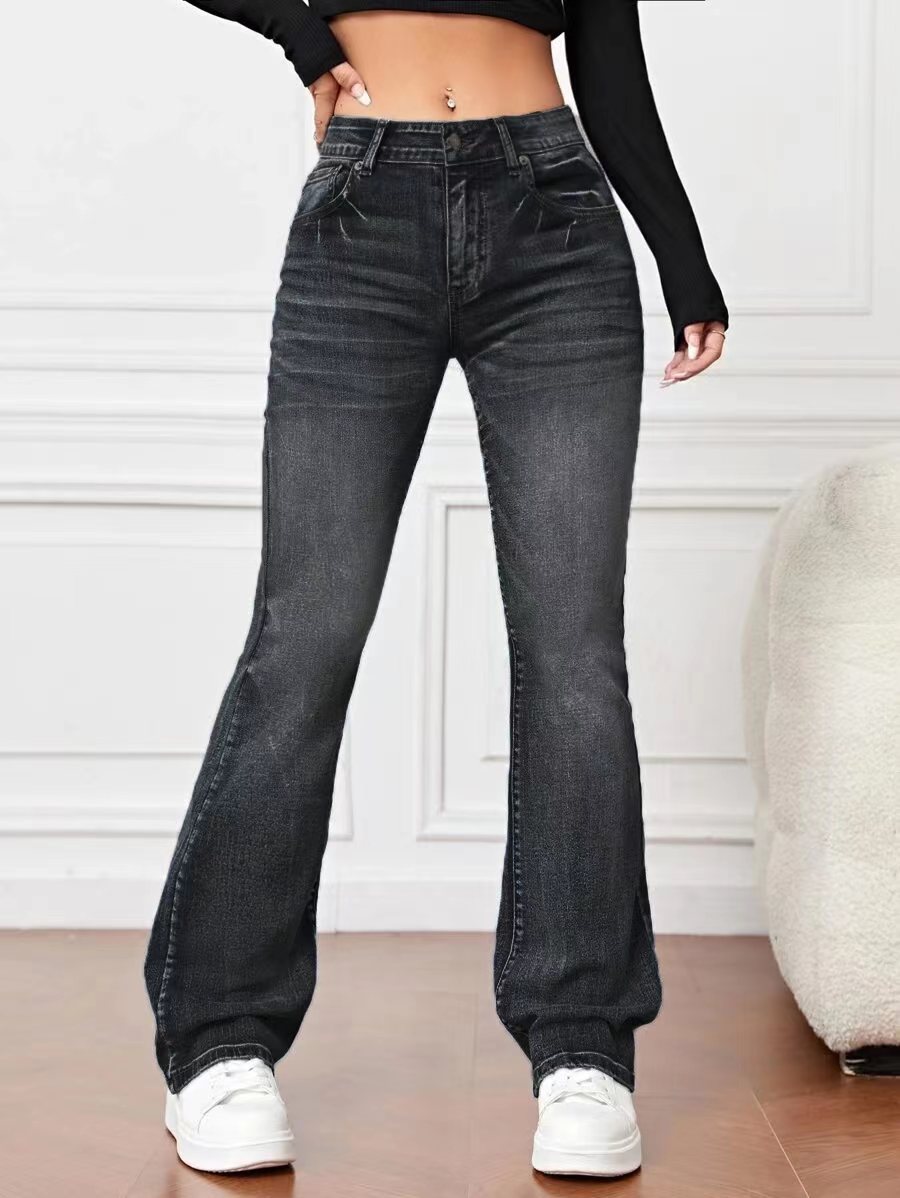 Women's High Waist Bootcut Denim Jeans Stretch Cotton Flare Leg Pants with Pockets