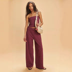 Striped Two-Piece Suit Set Sleeveless Top Trousers Women's Casual