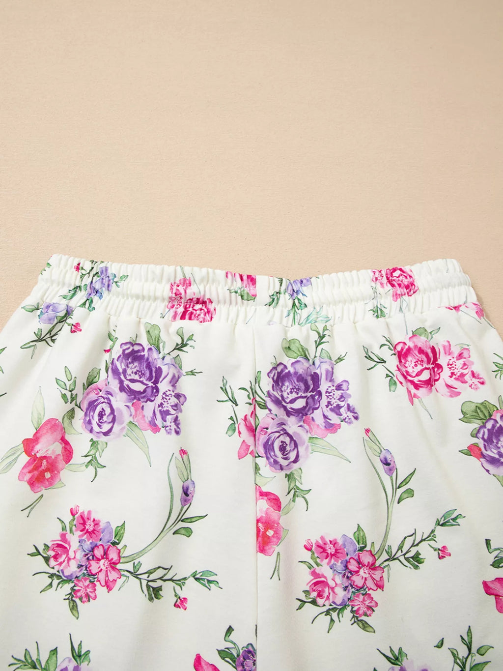 Sarah Express Women's Floral Print Round Neck Top and Drawstring Pants Lounge Set