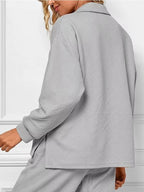 Sarah Express Women's Side Slit Textured Top and Drawstring Pants Set