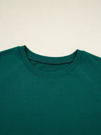 Sarah Express Women's Round Neck Top and Stripe Detail Drawstring Pants Set