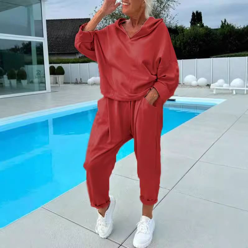 Women's Hooded Sweatshirt Two-Piece Matching Set Loungewear Athleisure