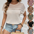 Hollow Cutout Breathable Short Sleeve T-Shirt Raglan Sleeve