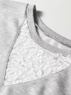 Sarah Express Women's Lace Patchwork Drop Shoulder Top and Drawstring Skort 2pcs Outfit