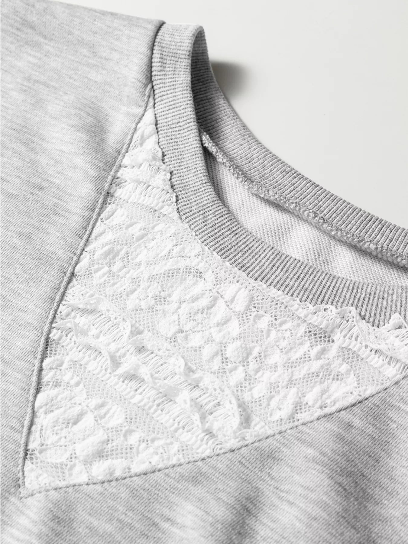 Sarah Express Women's Lace Patchwork Drop Shoulder Top and Drawstring Skort 2pcs Outfit