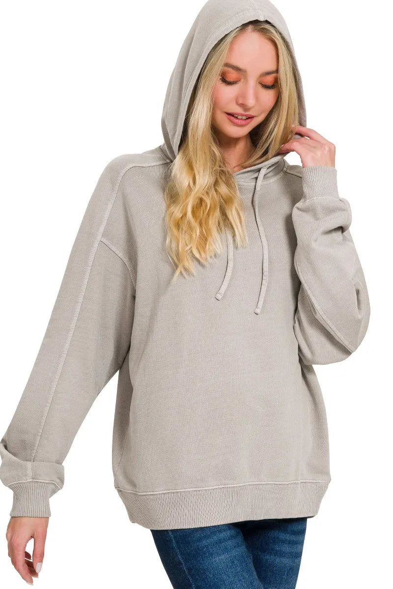 Sarah Express Women’s Oversized Pigment Dye French Terry Hoodie
