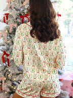 Sarah Express Women's Nutcracker Print Long Sleeve Top and Shorts Lounge Set
