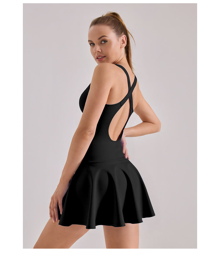 Women's High-Stretch Bodycon Mini Dress Anti-Ride-Up Athletic Sporty Summer Dress