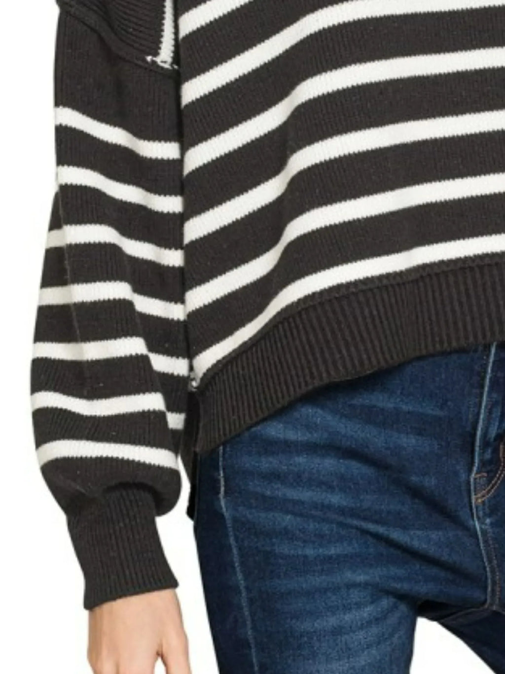  Exposed Seam Striped Oversized Sweater