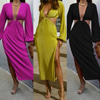 Women's Long Sleeve Maxi Dress Casual Polyester