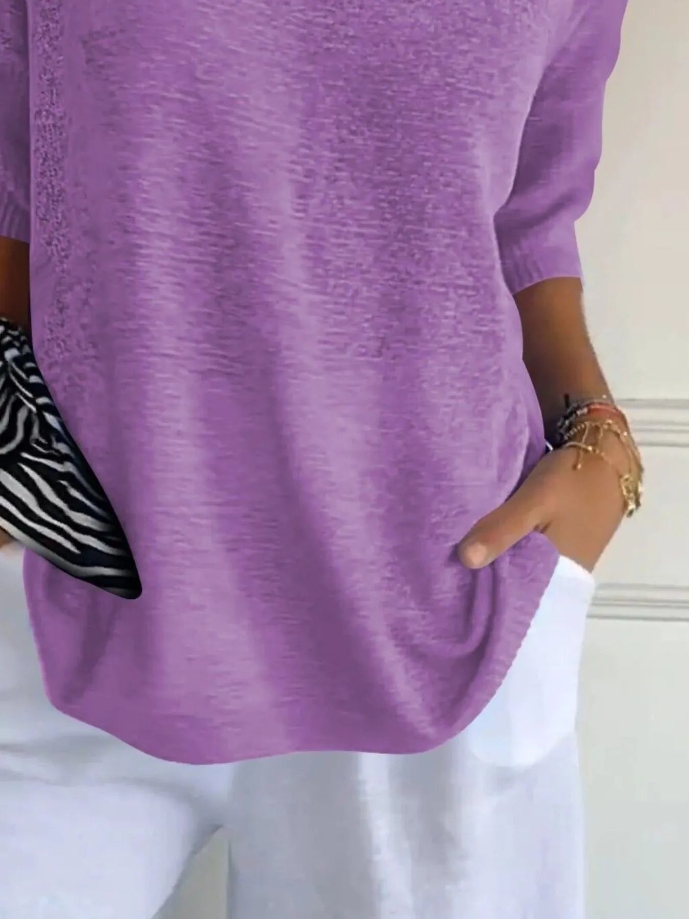 Sarah Express Women's Relaxed Fit Ribbed Hem Sweater Plus Size