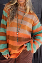 Sarah Express Women's Striped Rainbow Long Sleeve Sweater Multicolor