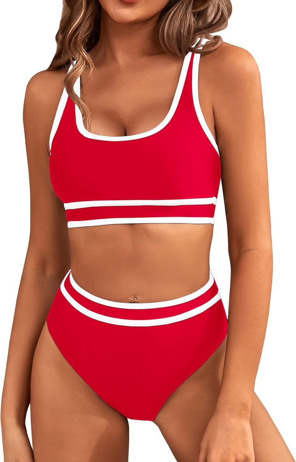 Women's Two-Piece Bikini Set - Tight-Fit Solid Color Swimsuit for Beach Swimming