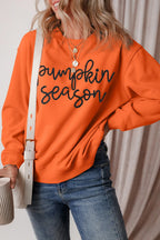 Sarah Express Women's Letter Round Neck Long Sleeve Sweatshirt Orange