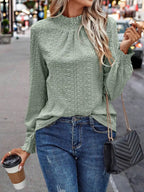 Trendsi Eyelet Long Sleeve Blouse