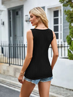 Sarah Express Women's Scoop Neck Wide Strap Tank Top - Basic Stretch Camisole