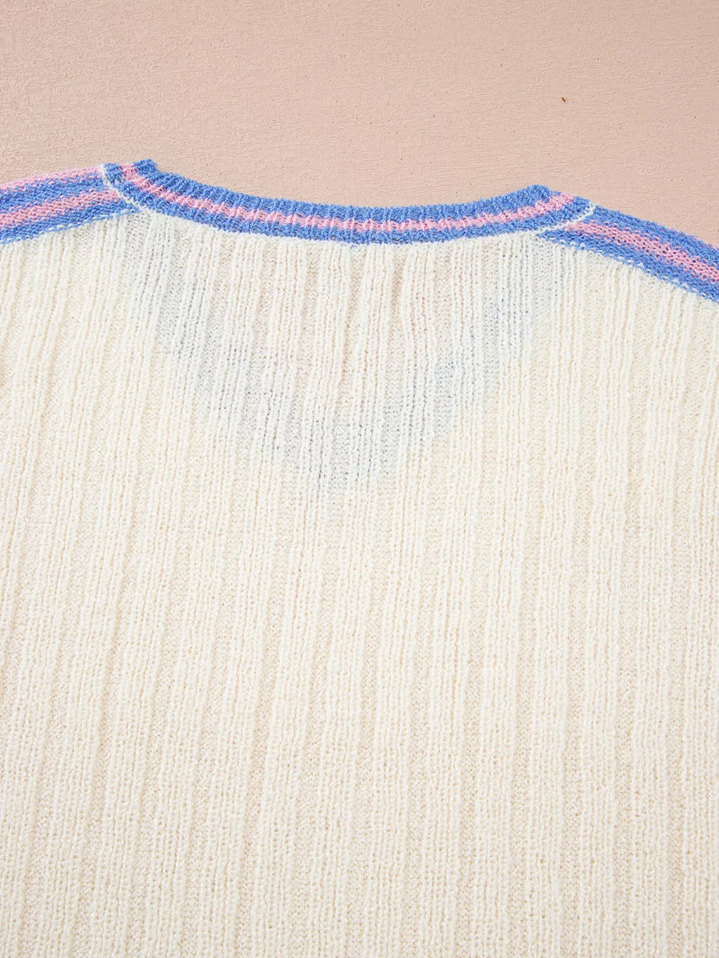 Sarah Express Women's Striped V Neck Dolman Sleeve Rib Knit Oversized Sweater