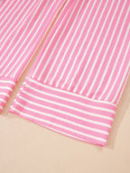 Sarah Express Women's Stripe Buttoned Front Long Sleeve Sleepwear Set