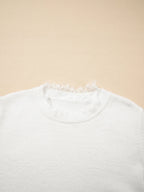 Sarah Express Women's Lace Sleeve Patchwork Fuzzy Sweater