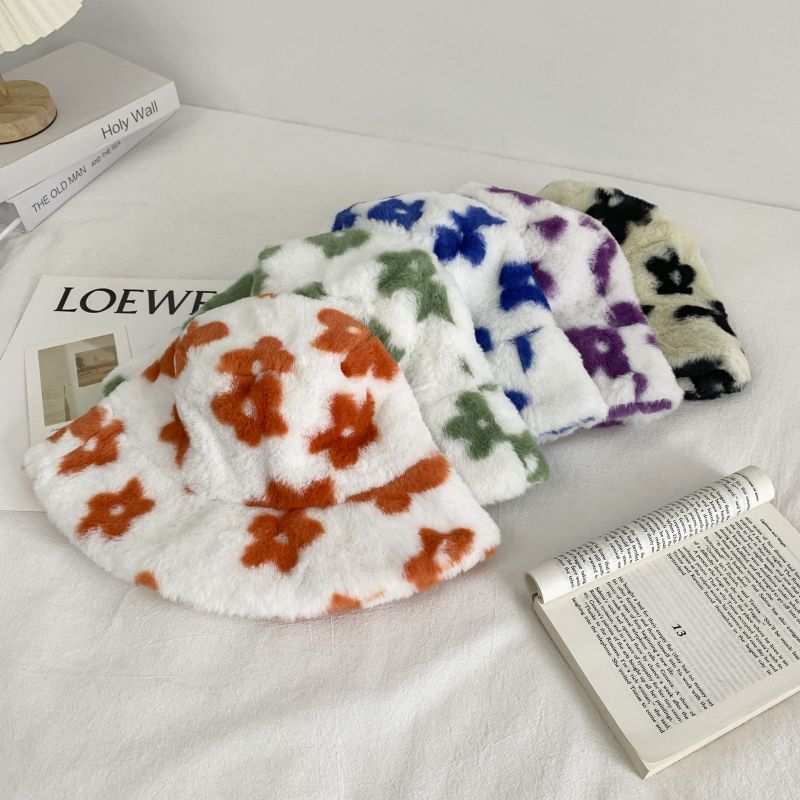 Women's Plush Dome Winter Hat with Floral Accent