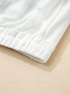 Sarah Express Women's Stripe Colorblock Collared V Neck Cropped Top