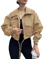 Women's Zipper Trench Coat Short Jacket
