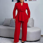 Women's Elegant Two-Piece Suit Set - Professional Blazer and Pants