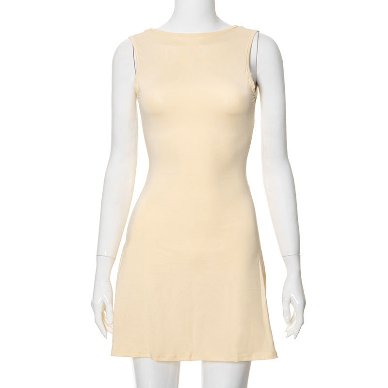 Backless Ruffle High-Waist Bodycon Mini Dress