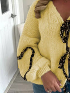 Sarah Express Women's Tie Front Long Sleeve Sweater