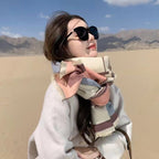 Women's Contrast Color Scarf - Oversized Soft Cotton Wrap Shawl Korean Style