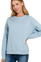 Sarah Express Women’s Fleece Raglan Sweatshirt with Ribbed Sides Casual Fall Winter
