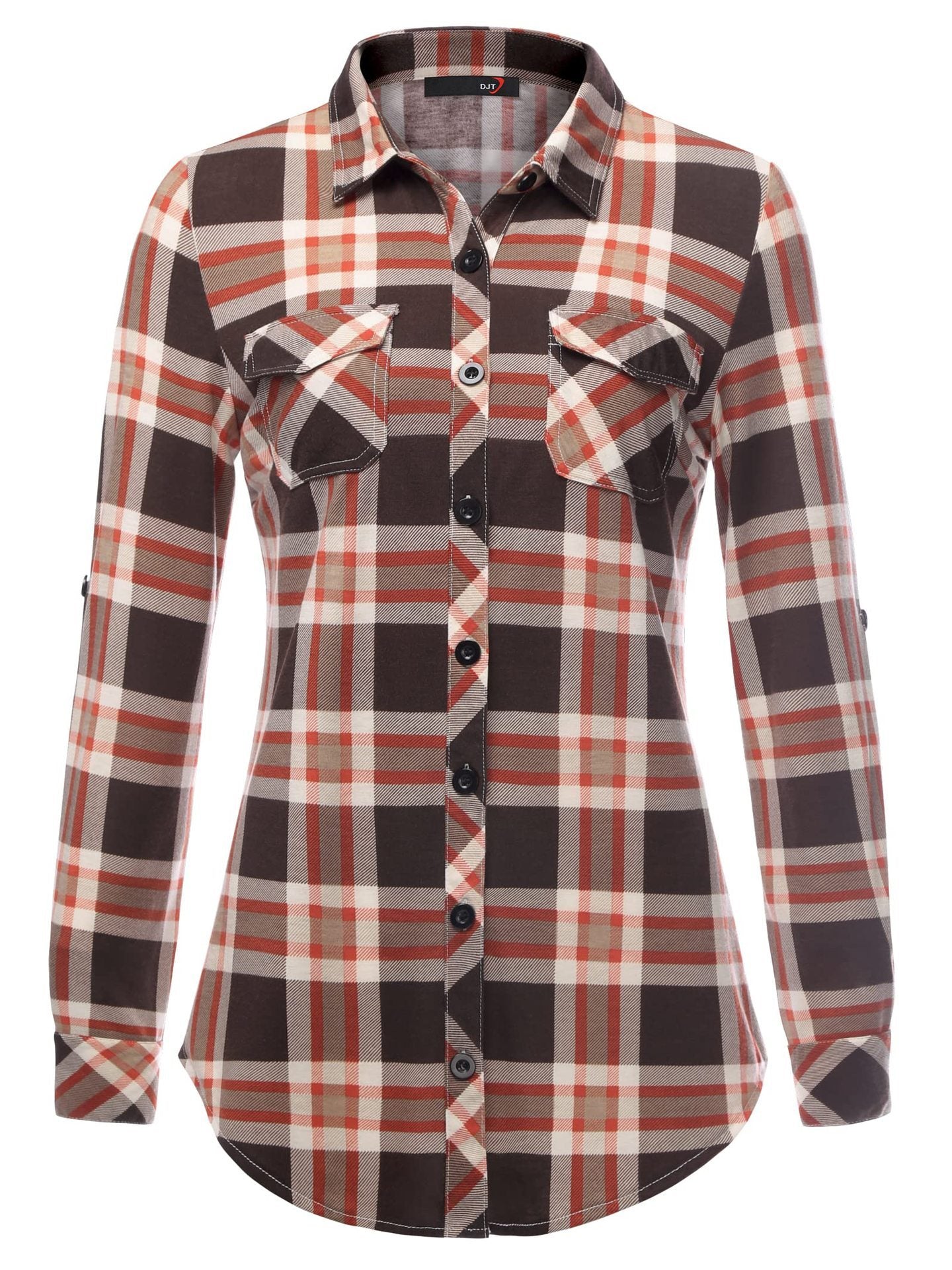 Women's Plaid Button Front Shirt Long Sleeve Casual Cardigan