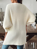 Sarah Express Women's Open Front Drop Shoulder Cardigan - Ribbed Knit Sweater